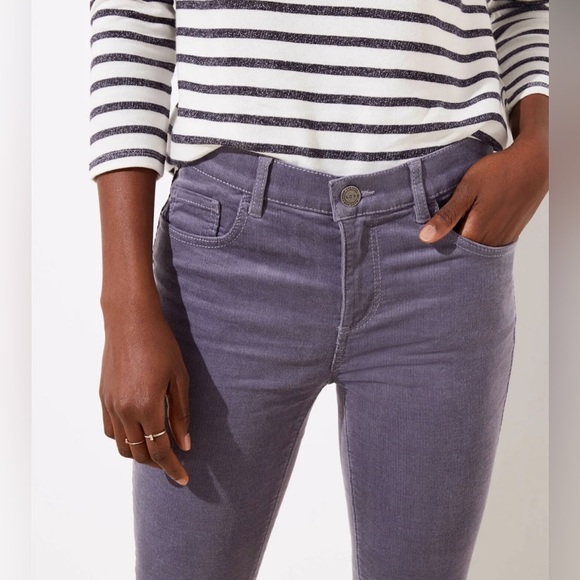 LOFT Modern Skinny Gray Corduroy Pants Size 6 or 28, cords, eclipse grey, silver - Picture 1 of 16
